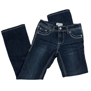 Xhilaration Dark Wash Jeans White Stitching size 8